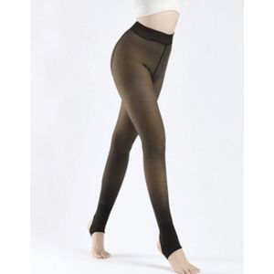 GIANVAGLIA® Deluxe Dames Fleece Winter Thermo Legging Panty 200G 5~15°C` S/M Doorschijnend zwart