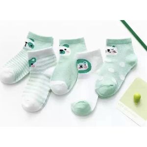 5 paar New born Baby sokken - Set Babysokjes - 0-6 maanden - Groene Babysokken - multipack - Dierensokken - Beestenboel - Baby Sokken - New born sokken - Kraamcadeau voor Jongen of Meisje - Babyshower Cadeau - Kraammand