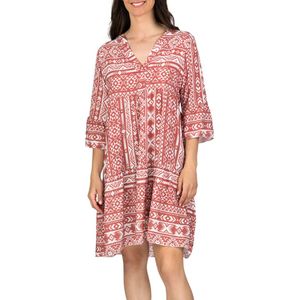 DENIMFY Dames Jurk DFFrida regular fit Roze S/M V Hals Volwassenen