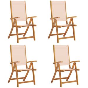 vidaXL - Tuinstoelen - inklapbaar - 4 - st - massief - acaciahout - en - textileen