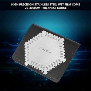 5 Stuks Roestvrij Staal Natte Film Kam 25-3000um Diktemeter met Zwarte Behuizing, voor Laagdiktemeting