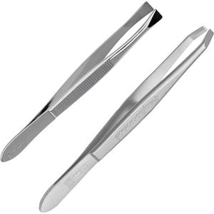 Set van 2 fijne pincetten voor het epileren van wenkbrauwen