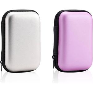 Stevige kaartdoos voor gamekaarten - 2-delig kaartspelzakje voor UNO, Phase 10, Cabo - Zilver + Roze