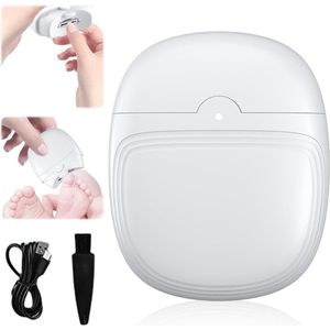 Automatische Elektrische nagelknipper met ledlicht en reinigingsborstel - USB-oplaadbaar - Professionele nagelknipper voor kinderen en volwassenen - Wit