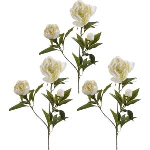 3x stuks kunstbloem pioenrozen takken 70 cm wit