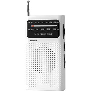 Transistor Radio Op Batterijen - Transistor Radio - Draagbare AM/FM-Zakradio - Batterijgevoede transistorradio - Noodradio - Batterijgevoede radio - Batterijgevoede radio voor rampen - Wit