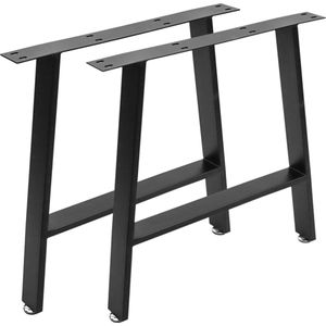 PrimeMatik - Rechthoekige tafelpoten. Poten van zwart staal 695 x 85 x 730 mm 2-pack