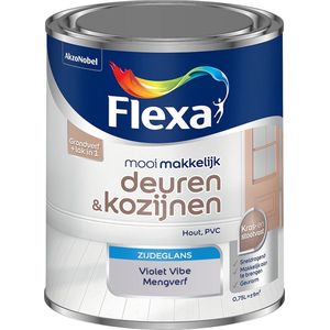 Flexa - Mooi Makkelijk Deuren & Kozijnen Zijdeglans - Muurverf - Violet Vibe - Meng - Grijs - 0,75 Liter