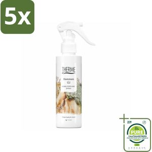 5 x Therme - Hammam - Huisparfum Spray - Langdurige Geur - Aromatisch - 150ml - Grootverpakking - Huisparfum - Geurspray - Cederhout - Kruiden - Bergamot