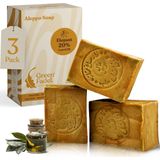 Green Fadel - Aleppo Zeep - 20% Laurierolie - 80% Olijfolie - Set van 3 x 200g - Handgemaakt - Natuurlijke Zeep