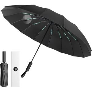 Windproof Paraplu Stormproof Compacte Opvouwbare Paraplu met 16 Ribben Grote Opvouwbare Paraplu met Automatische Opening Winddicht.