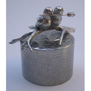 Sokkel met duifjes 3 - Zilvertin Asbeeld Dieren Urn Voor Uw Geliefde Duif of Vogel