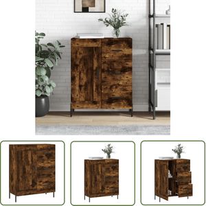 The Living Store Dressoir 69,5x34x90 cm bewerkt hout gerookt eikenkleurig - Dressoir - Opbergkast - Houten Dressoir - Vintage Dressoir - Landelijk Dressoir