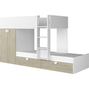 Trasman - Stapelbed Jip met kast & lades - 90x190 - Wit