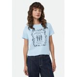 comma - T-Shirt - Katoenmix - Met Artwork - Normale Pasvorm - Korte Mouwen