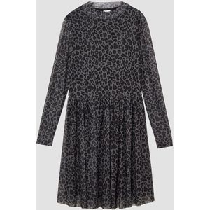 Jurk - Dierenprint - Polyesterblend - Lange Mouwen - Hoge Hals