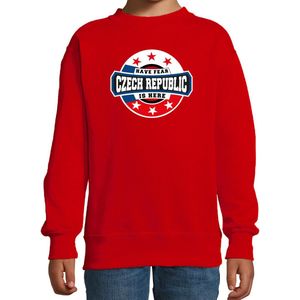 Have fear Czech republic is here sweater met sterren embleem in de kleuren van de Tsjechische vlag - rood - kids - Tsjechie supporter / Tsjechisch elftal fan trui / EK / WK / kleding 110/116