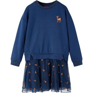 vidaXL - Kinderjurk - met - lange - mouwen - 92 - marineblauw