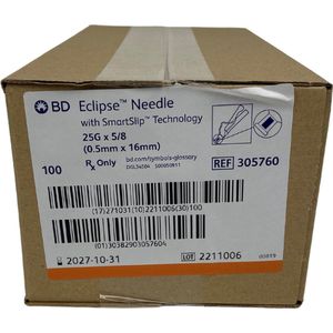BD Eclipse needle with smartflip 25G 0,5x16mm orange box, 100 pcs (305760)
