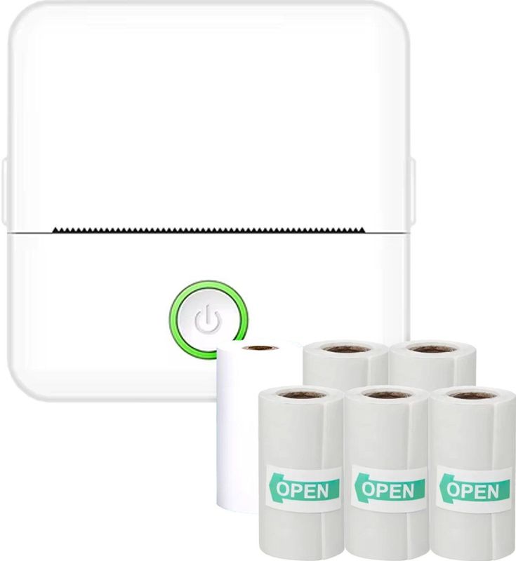 Mini Printer Voor Mobiel - Thermische Printer - Wit - Met Papier en Stickers