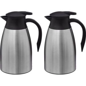 5Five Thermoskan - 2x - RVS - 1500 ml - dubbelwandig - isoleerkan - koffiekan