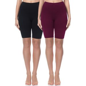 Be Mammy MS-MS10-200-LE-2P 2Pack Dames Zwangerschapsleggings Leggings - Sport - Vrijetijdsbroek - Kort - Katoen - Sporbroek – Yogabroek - Zwart/Wijn - S
