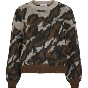 Vila - Viloma O-neck Jacquard Knit Top - Melange/pinecone - Dames