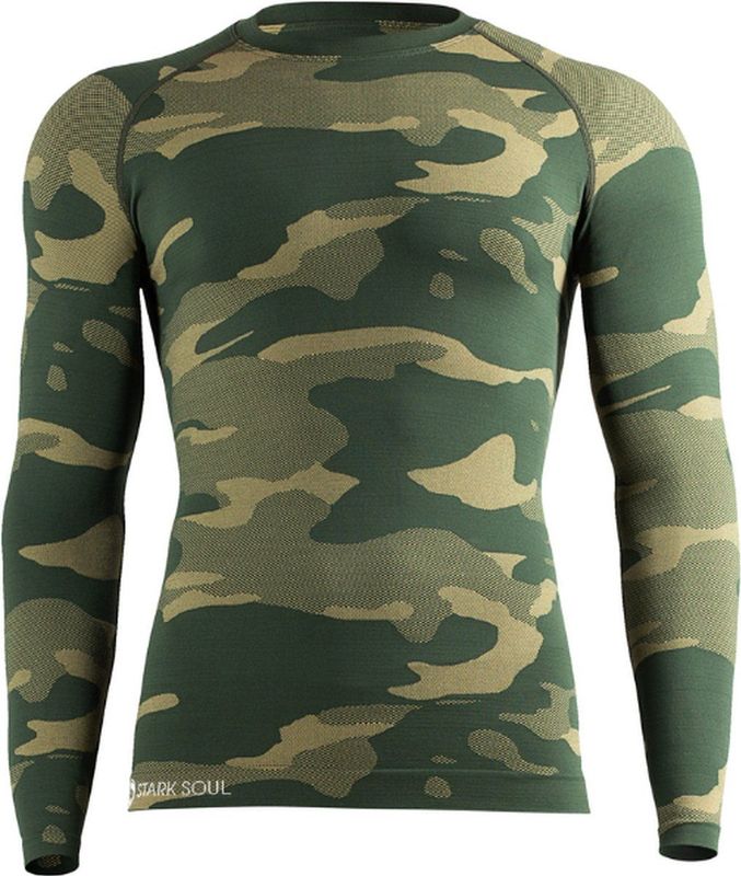 Heren thermoshirt met lange mouwen - Camouflage Groen