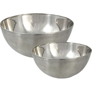 Svenska Living Voedsel serveer schalen set - 2x stuks - metallic zilver - RVS - Dia 19/23 cm - keuken