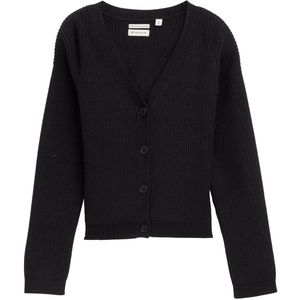 TOM TAILOR - Gebreid Vest - Zwart - V-hals - Lange Mouw