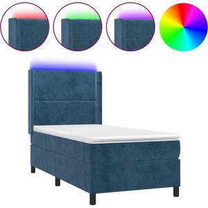 vidaXL-Boxspring-met-matras-en-LED-fluweel-donkerblauw-80x200-cm