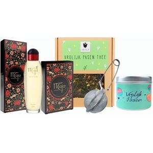 Maja Cadeauset Pasen - Maja Eau de Toilette 50 ml - Maja Zeep 50 gram (ovaal) - ARELO Vrolijk Pasen thee - Gifts Snoepjeblikje Pasen