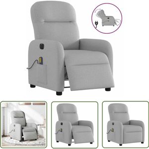 vidaXL Elektrische Massagestoel - Massagestoel - Massagestoel elektrisch verstelbaar stof wolk grijs - Massagefauteuil - Loungestoel - Voetenbank