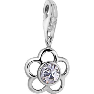 Quiges – 925 - Zilver – Charm - Bedel - Hanger - Zirkonia Bloem - met – sterling - zilver - karabijnslot - geschikt - voor - Zinzi, Thomas – Sabo - Ti Sento - Bedelarmband HC237