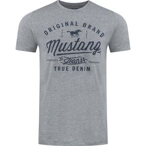 Mustang Heren T-Shirt regular fit Grijs 6XL Ronde Hals Volwassenen Opdruk Print Shirts