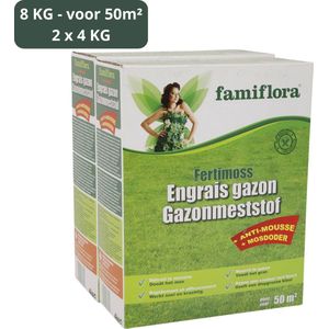 Famiflora gazonmeststof en mosdoder Fertimoss - 8 kg voor 100 m² (2 x 4KG)