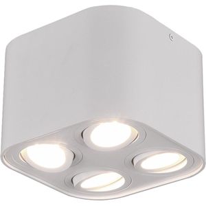 LED Plafondlamp - Plafondverlichting - Torna Cosmin - GU10 Fitting - 4-lichts - Vierkant - Mat Wit - Aluminium