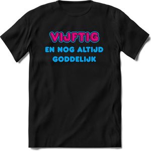 50 Jaar Goddelijk - Feest kado T-Shirt Heren / Dames - Blauw / Roze - Perfect Verjaardag Cadeau Shirt - grappige Spreuken, Zinnen en Teksten. Maat M