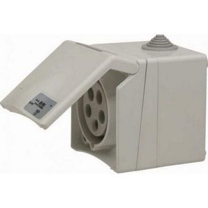 CEE-opbouwstopcontact 5-polig 400V 16A lichtgrijs
