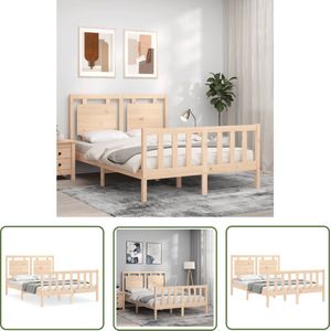 The Living Store Bed Grenenhouten - Massief - 205.5 x 125.5 x 100 cm - Multiplex lattenbodem