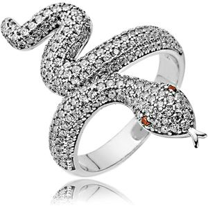 Juwelier Zwartevalk - Zilveren (gerhodineerd) slang ring 21.290/19½--