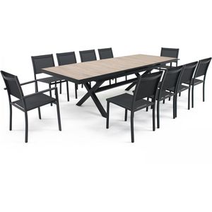 Oviala - Uitbreidbare en keramische tafel met 10 stoelen