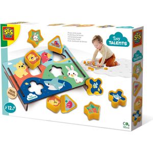 SES - Tiny Talents - Vormenstoof puzzel - spelenderwijs leren - Montessori - vormen combineren - met leuke illustraties