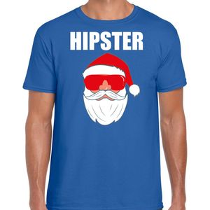 Foute Kerst t-shirt / Kerst trui Hipster Santa blauw voor heren- Kerstkleding / Christmas outfit XXL