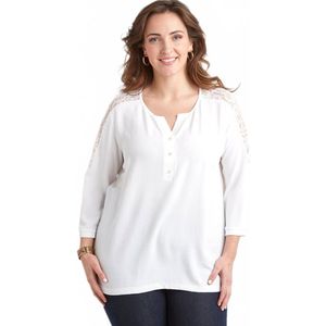 Tuniek met 3/4 mouwen en V-hals met kanten knopen