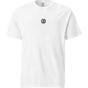 Bitcoin T-shirt - Bitcoin Logo - Zwart Geborduurd - Unisex - 100% Katoen - Wit - Maat S | Bitcoin cadeau| Bitcoin T-shirt| Bitcoin Shirt| Bitcoin Merch| Bitcoin Merchandise| Bitcoin Kleding| Crypto T-shirt