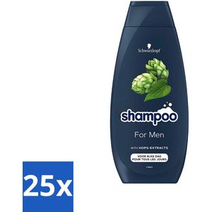 25 x Schwarzkopf - Shampoo - For Men - Met Hop Extract - Voor elke dag - 400 ml - Milieuvriendelijke Shampoo