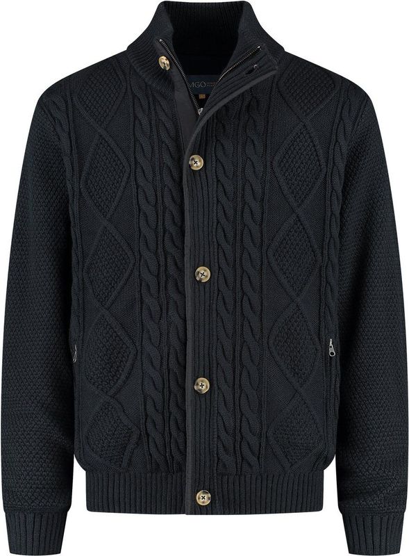 MGO Gebreid vest  marine / bruin