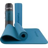 Tunturi Yoga Mat 8mm - Pilates mat - Extra dikke fitness mat - 183x61x0,8 cm - Incl Draagtas - Ecologisch materiaal - Eenvoudig te reinigen - Petrol Blauw