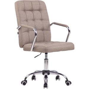 Bureaustoel - Kantoorstoel - Design - Gebogen armleuningen - Stof - Taupe - 56x60x93 cm
